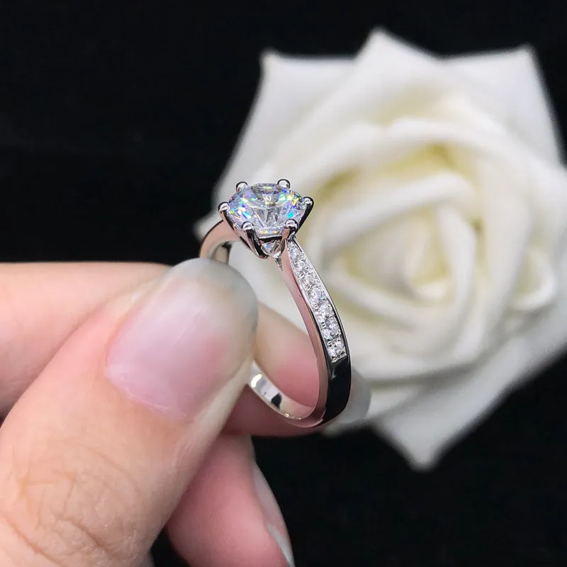 0.5 Carat Moissanite Diamond Six Prongs Ring