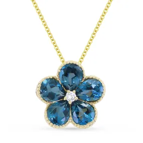 0.95ct London Blue Topaz 16"Pendant Necklace in 14K Yellow Gold