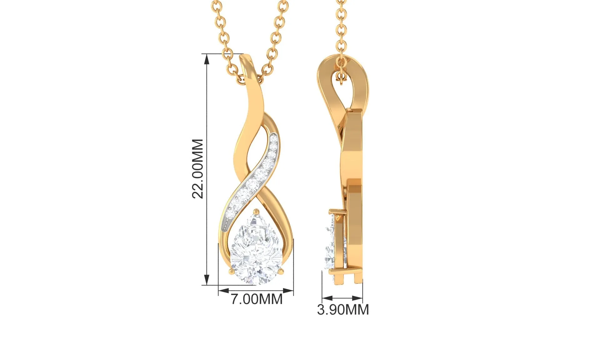 1 CT Pear Cut Cubic Zirconia Infinity Pendant Necklace in Prong Setting
