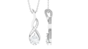 1 CT Pear Cut Cubic Zirconia Infinity Pendant Necklace in Prong Setting