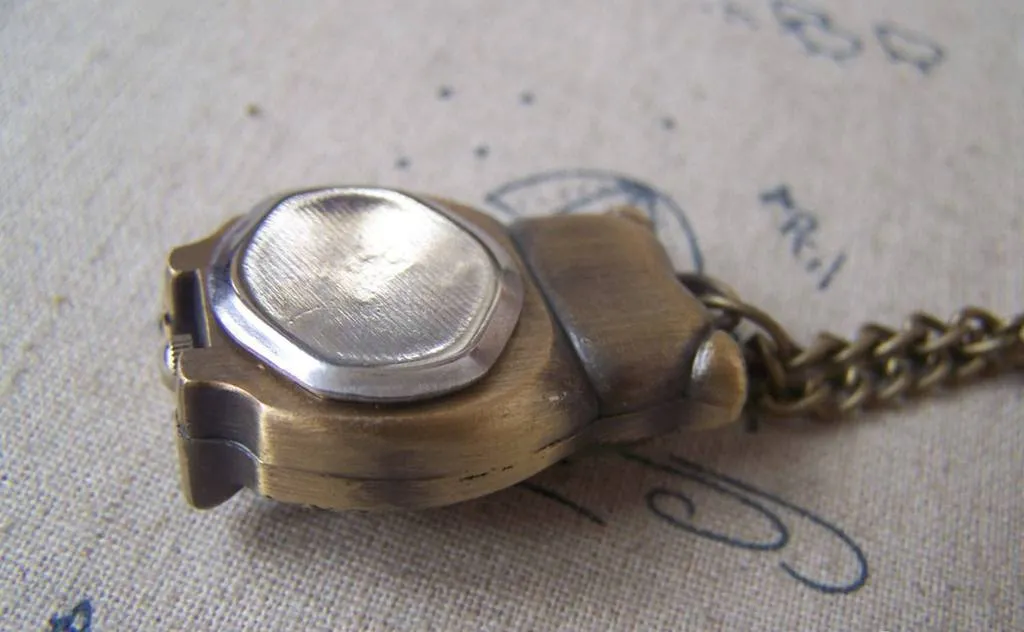 1 PC Antique Bronze Owl Design Pocket Watch  A4608