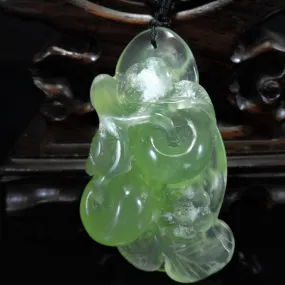 100% Natural Hand-Carved Jade Pendant Jadeite Necklace Apple Tree