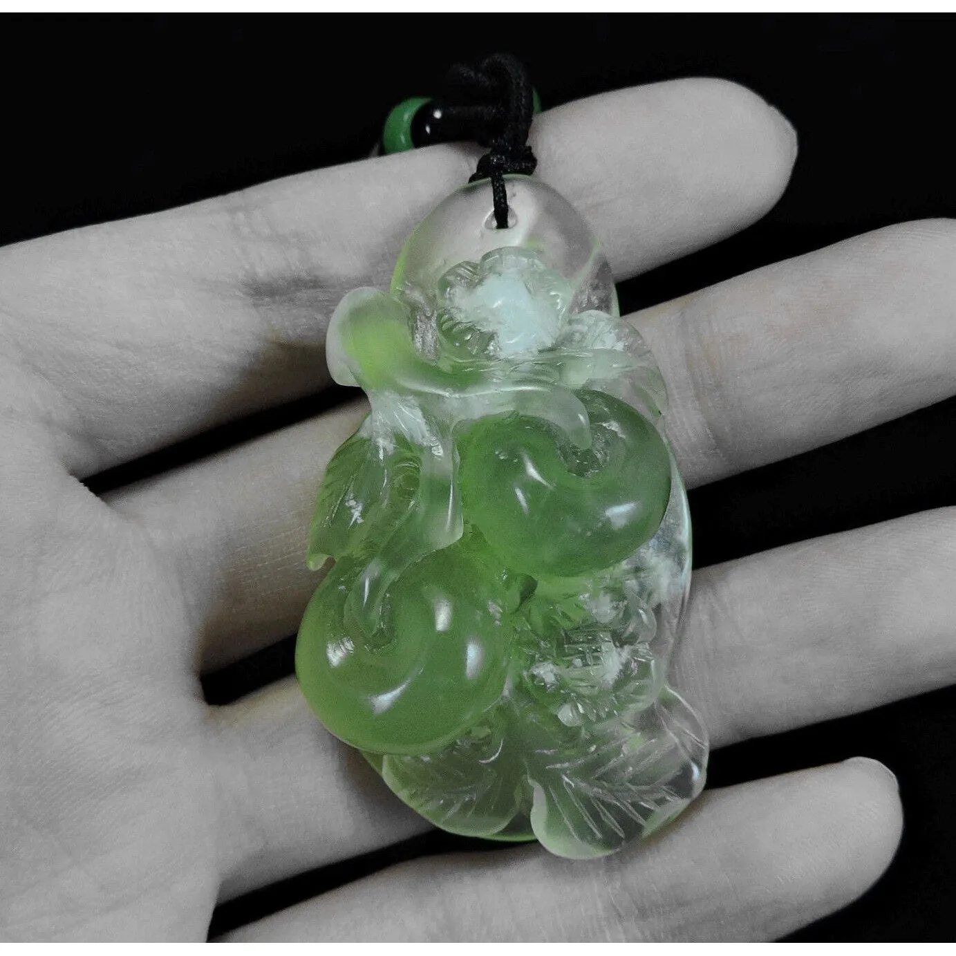 100% Natural Hand-Carved Jade Pendant Jadeite Necklace Apple Tree