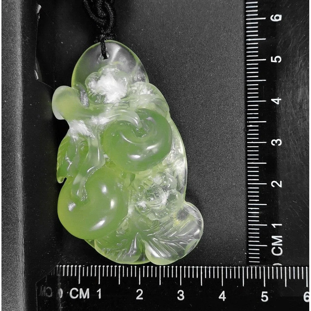 100% Natural Hand-Carved Jade Pendant Jadeite Necklace Apple Tree