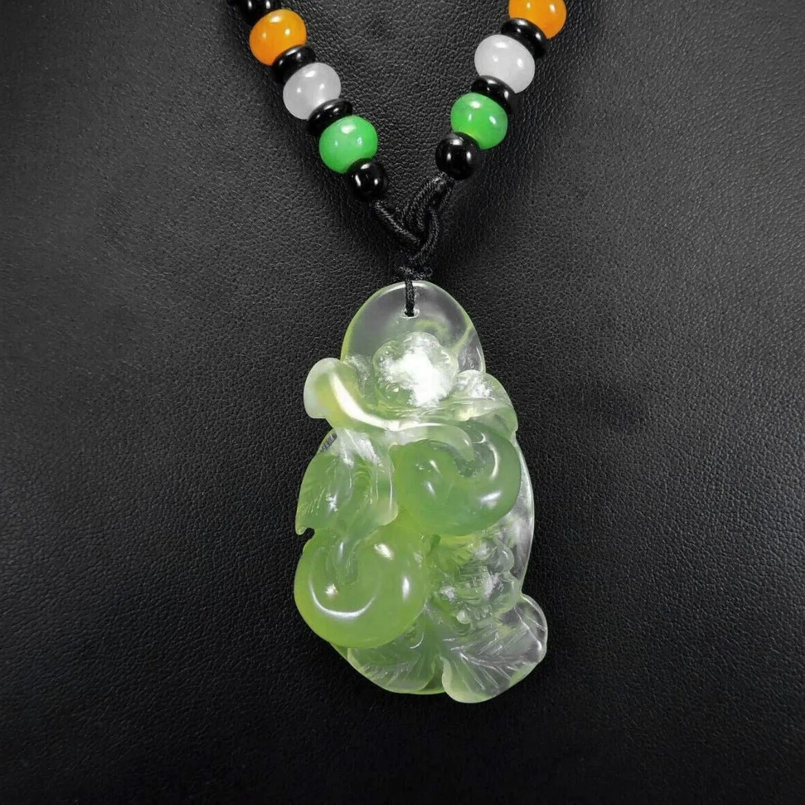 100% Natural Hand-Carved Jade Pendant Jadeite Necklace Apple Tree