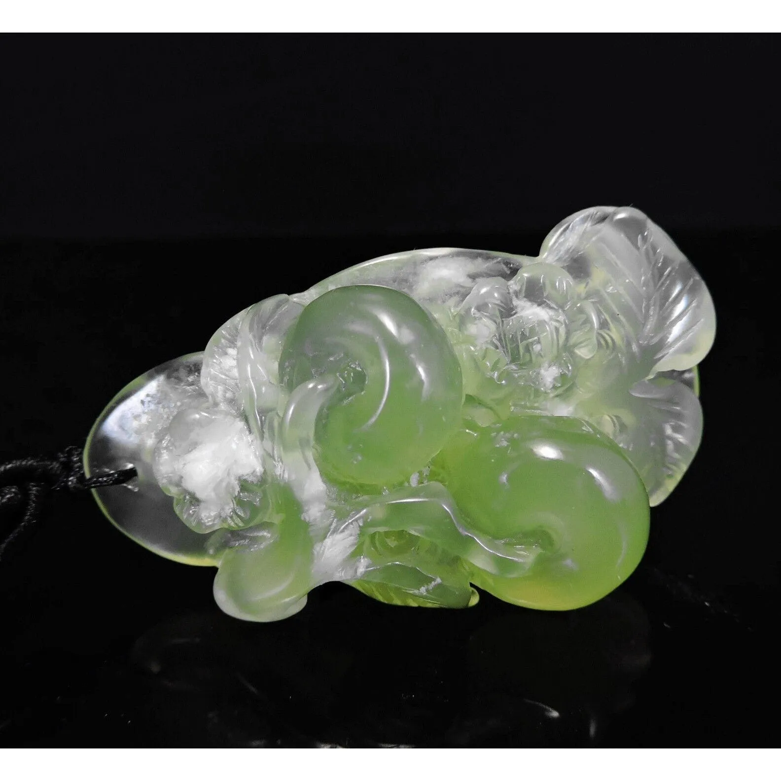 100% Natural Hand-Carved Jade Pendant Jadeite Necklace Apple Tree