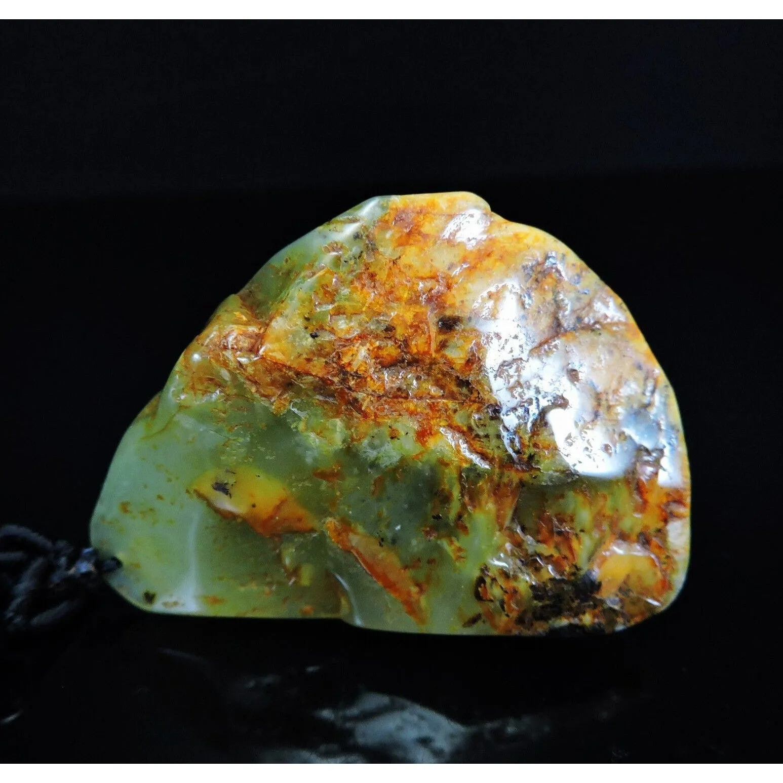100% Natural Hand-Carved Jade Pendant Jadeite Necklace Butterfly & Ruyi