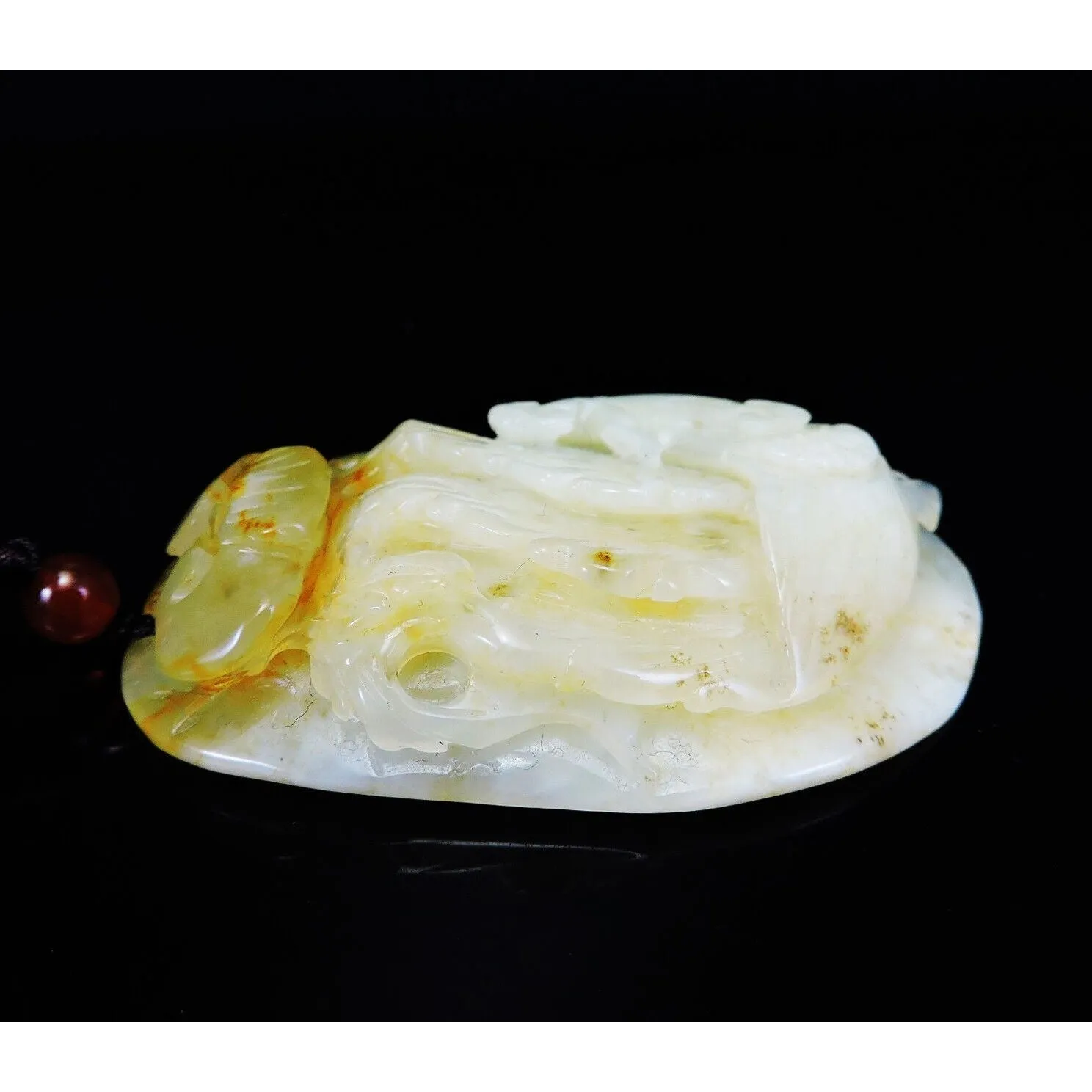100% Natural Hand-carved Jade Pendant Jadeite Necklace Phoenix & Ruyi