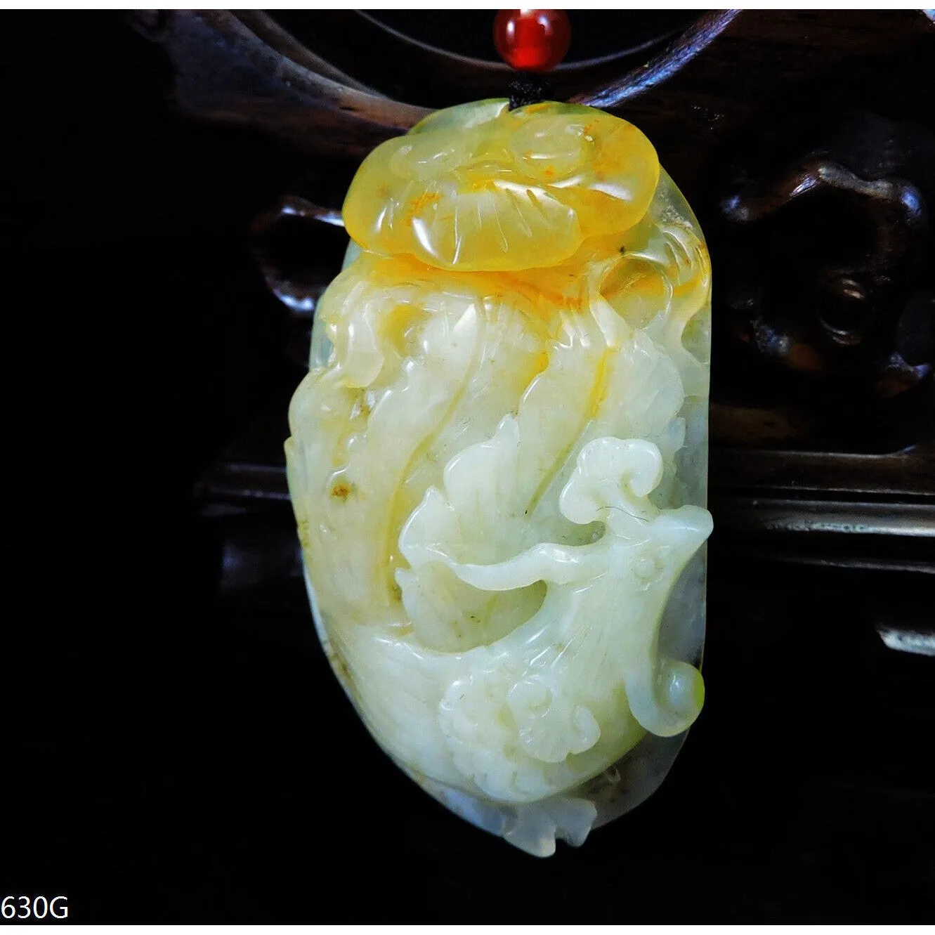 100% Natural Hand-carved Jade Pendant Jadeite Necklace Phoenix & Ruyi