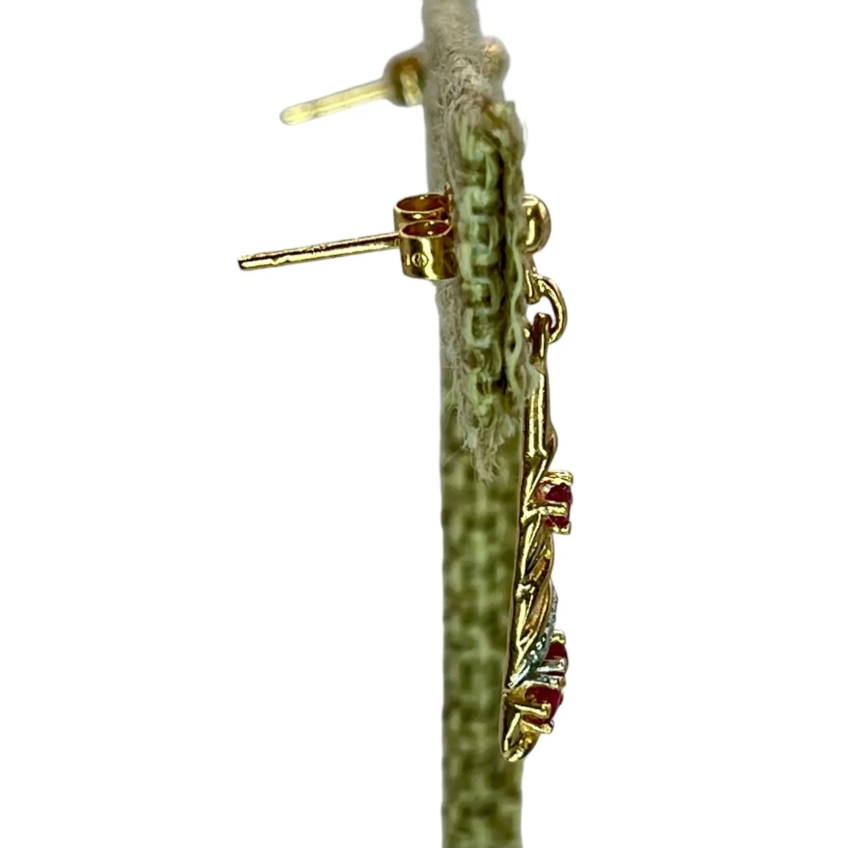 10K Gold Tri-Tone Floral Drop Dangle Earrings Flower Dainty Ditsy Minimalist