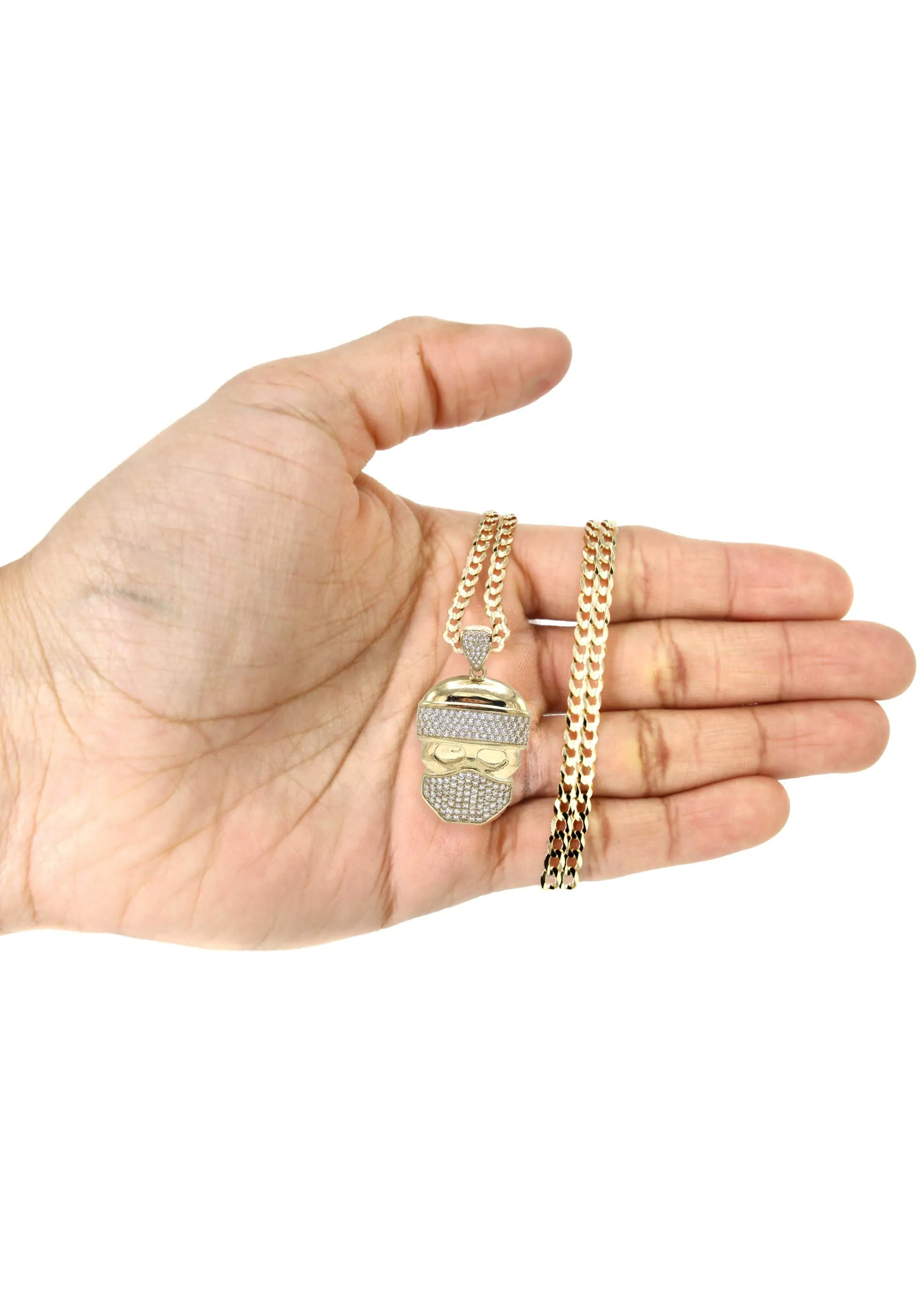 10K Yellow Gold Skull Bandit Necklace | Appx. 20 Grams