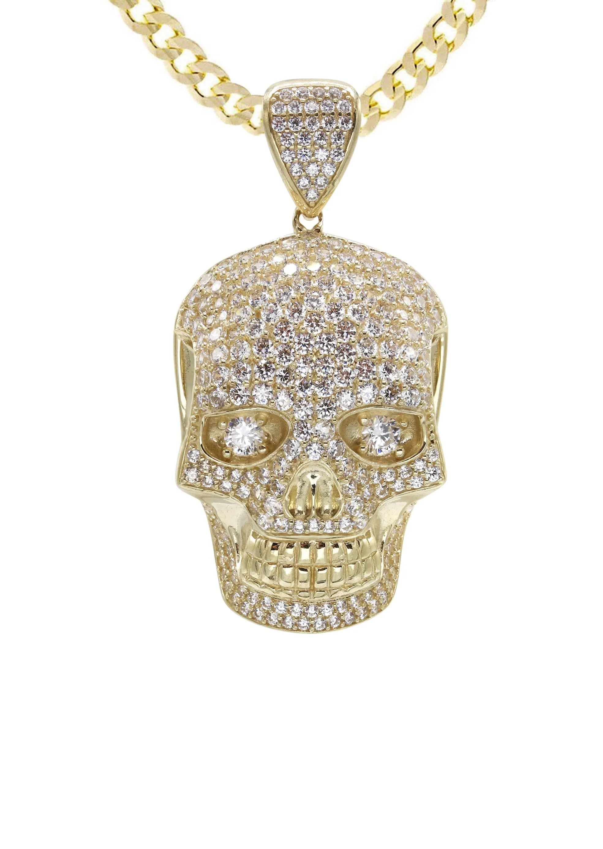 10K Yellow Gold Skull Head Necklace | Appx. 19.4 Grams