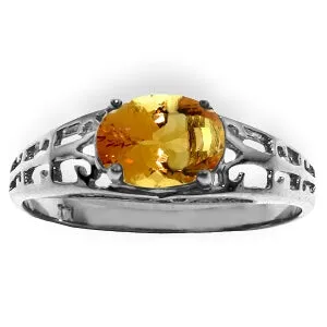 1.15 Carat 14K Solid White Gold Filigree Ring Natural Citrine