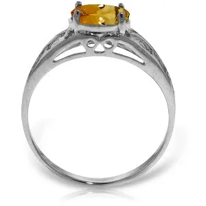 1.15 Carat 14K Solid White Gold Filigree Ring Natural Citrine