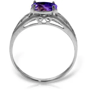 1.15 Carat 14K Solid White Gold Filigree Ring Natural Purple Amethyst