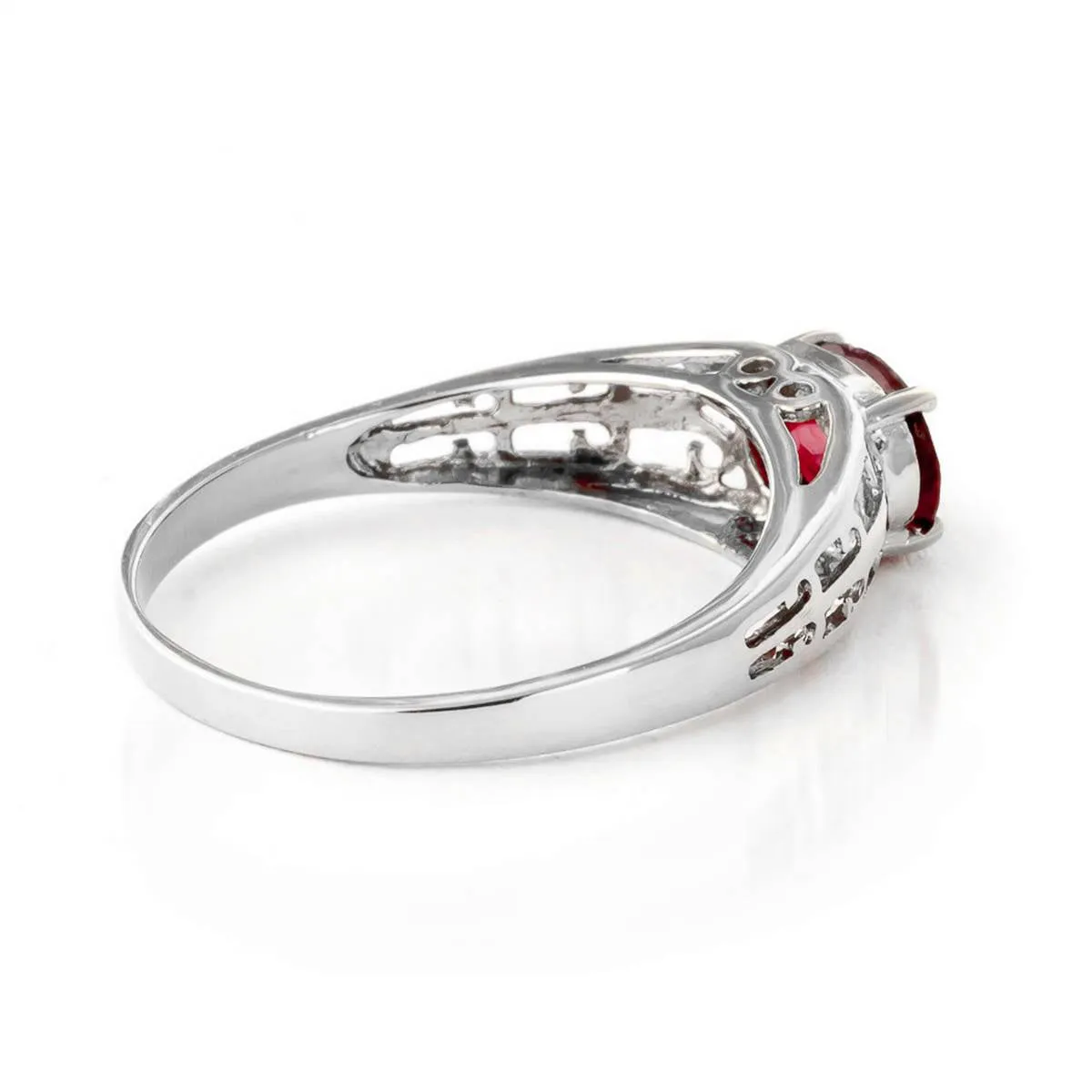 1.15 Carat 14K Solid White Gold Filigree Ring Natural Ruby