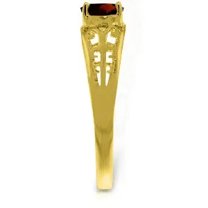 1.15 Carat 14K Solid Yellow Gold Filigree Ring Natural Garnet