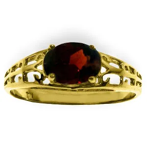 1.15 Carat 14K Solid Yellow Gold Filigree Ring Natural Garnet