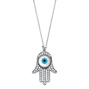 14K EVIL EYE HAMSA NECKLACE