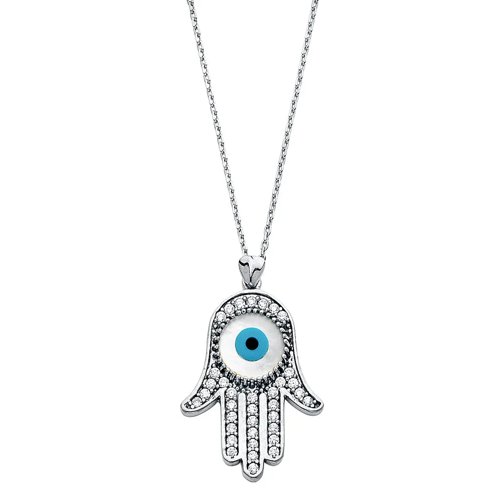14K EVIL EYE HAMSA NECKLACE