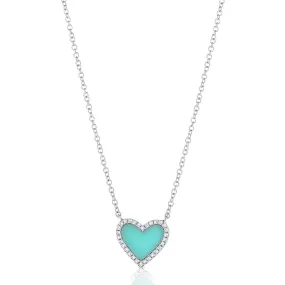 14K Gold Turquoise & Diamond Heart Pendant