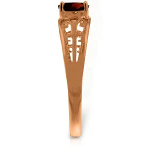 14K Solid Rose Gold Filigree Ring w/ Natural Garnet