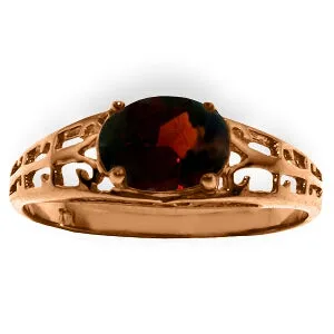 14K Solid Rose Gold Filigree Ring w/ Natural Garnet