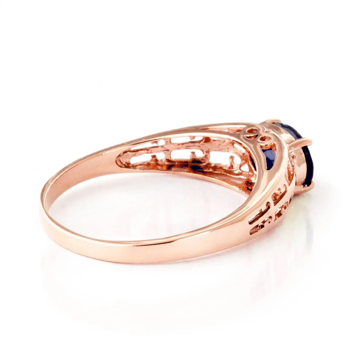 14K Solid Rose Gold Filigree Ring w/ Natural Sapphire
