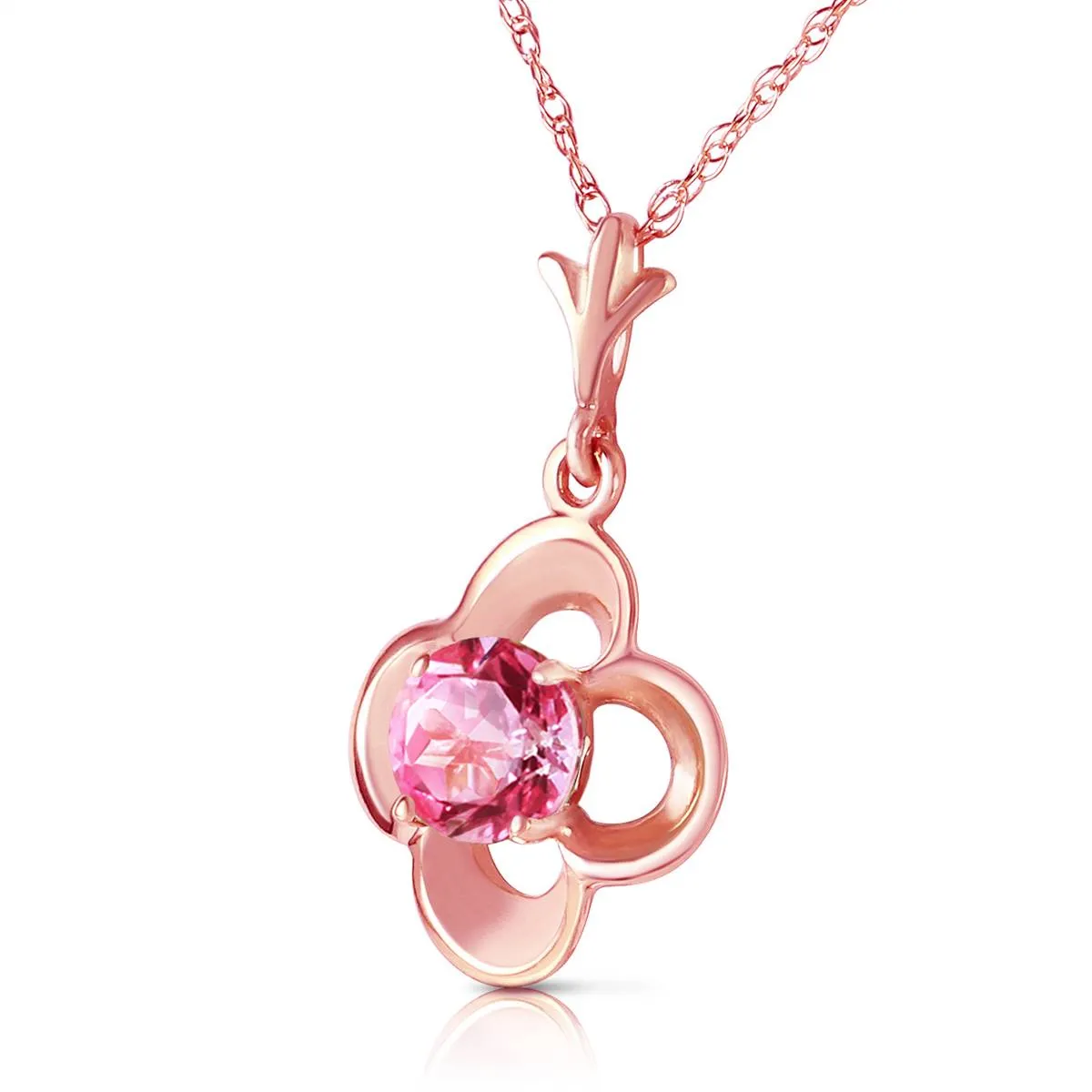 14K Solid Rose Gold Pink Topaz Necklace Jewelry Series Royal