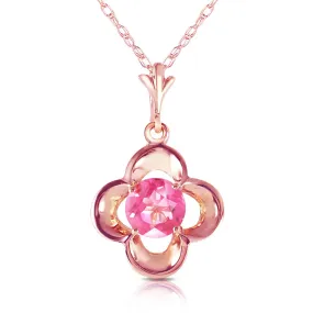 14K Solid Rose Gold Pink Topaz Necklace Jewelry Series Royal
