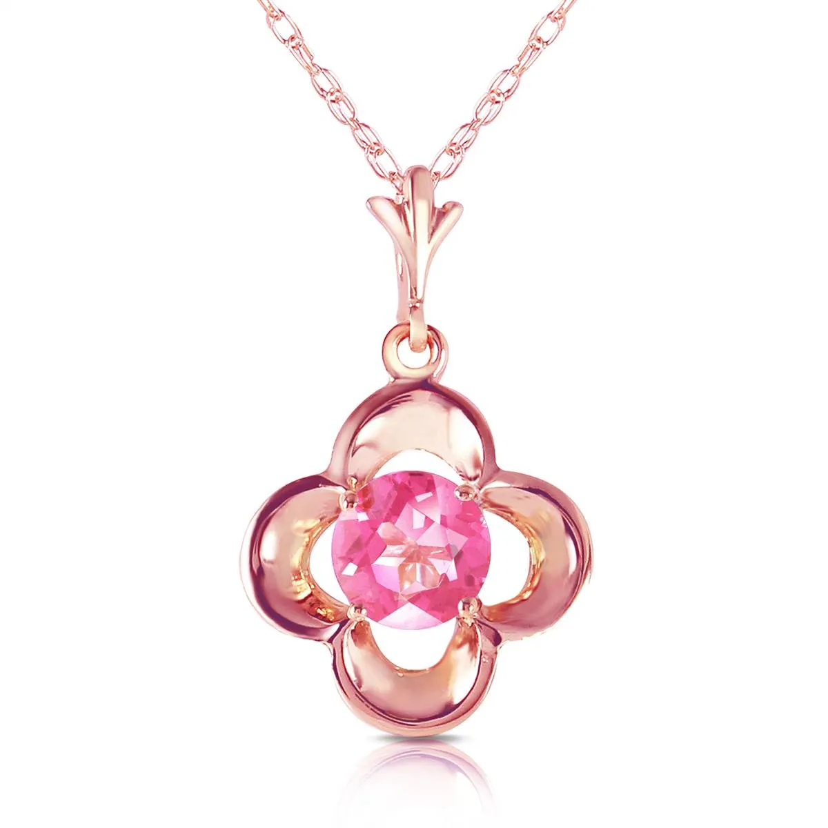 14K Solid Rose Gold Pink Topaz Necklace Jewelry Series Royal