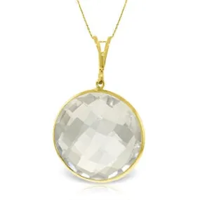 14K Solid Yellow Gold Checkerboard Cut Round White Topaz Necklace
