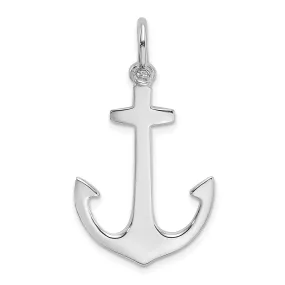 14K White Gold 3-Dimensional Polished Finished Anchor Charm Pendant