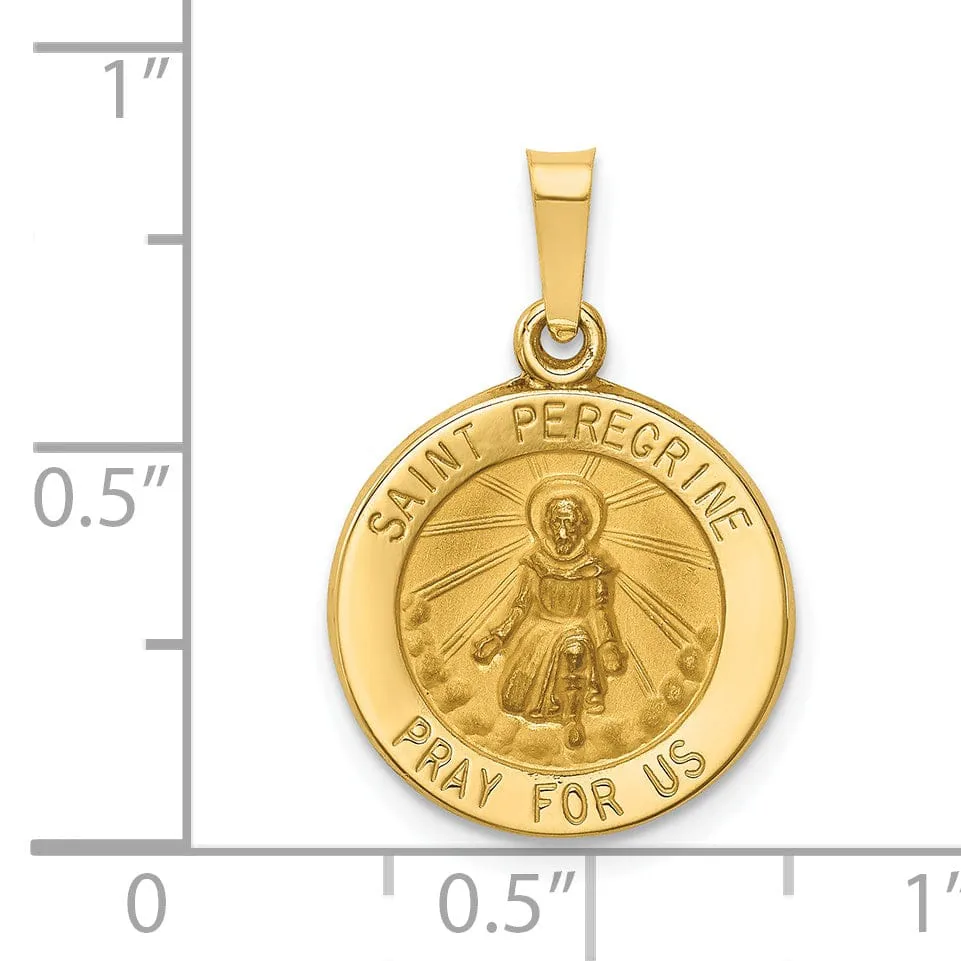 14k Yellow Gold Saint Peregrine Medal Pendant
