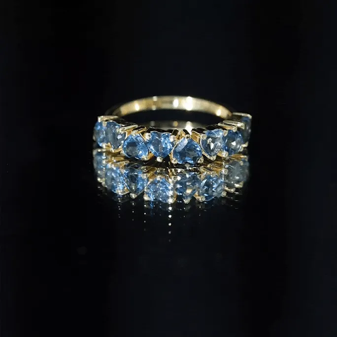 1.75 CT Heart Shape London Blue Topaz Half Eternity Band Ring in Prong Setting for Women