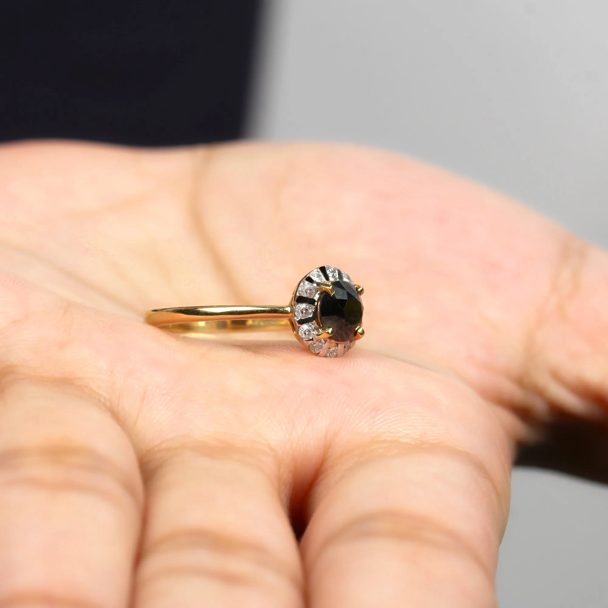 1.75 CT Lab Created Black Diamond Promise Ring with Diamond Halo