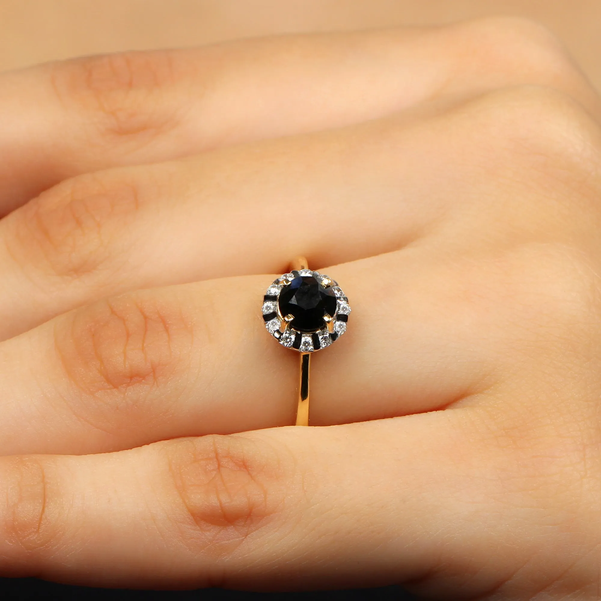 1.75 CT Lab Created Black Diamond Promise Ring with Diamond Halo