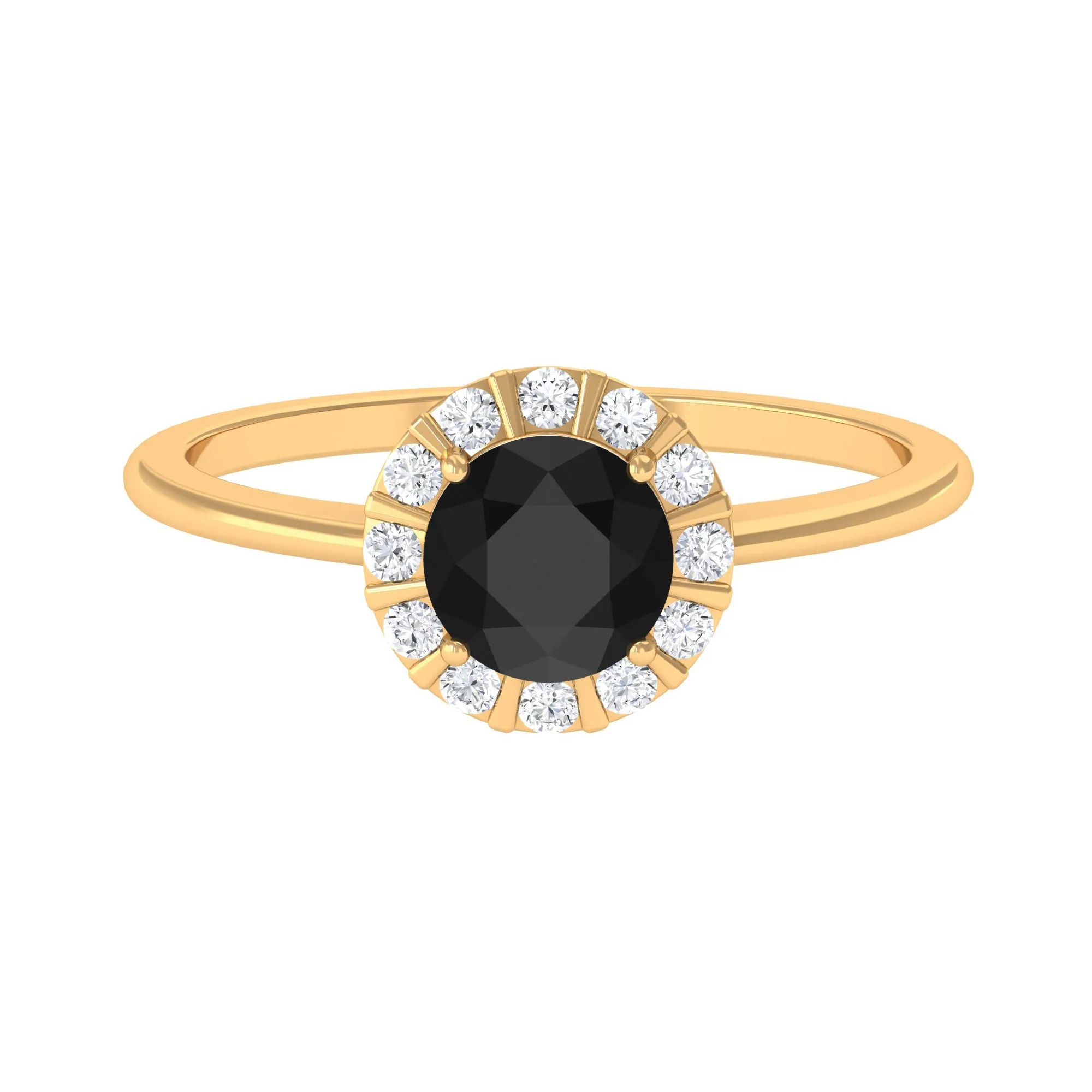 1.75 CT Lab Created Black Diamond Promise Ring with Diamond Halo