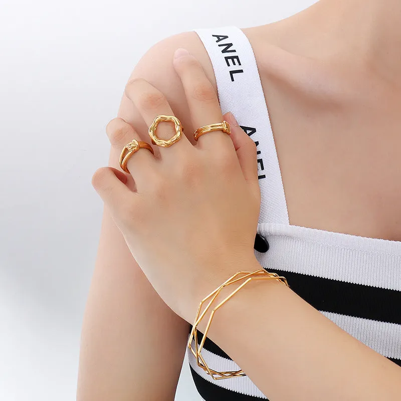18K Gold-Plated Multilayer Bracelet with Elegant European Design for Women