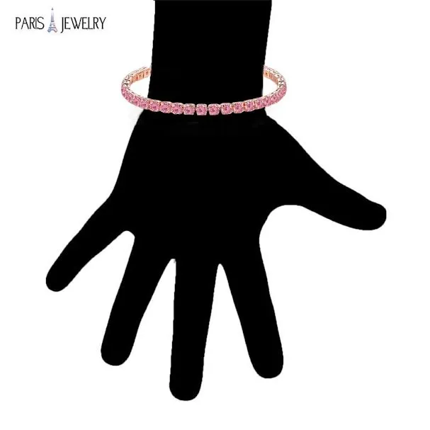 18k Rose Gold 6 Cttw Created Pink Sapphire Round Adjustable Tennis Plated Bracelet