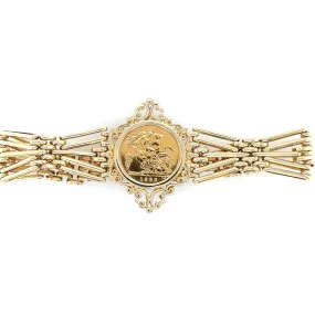 1982 Elizabeth II Half Sovereign 7.5 Inch Fancy Gate Bracelet