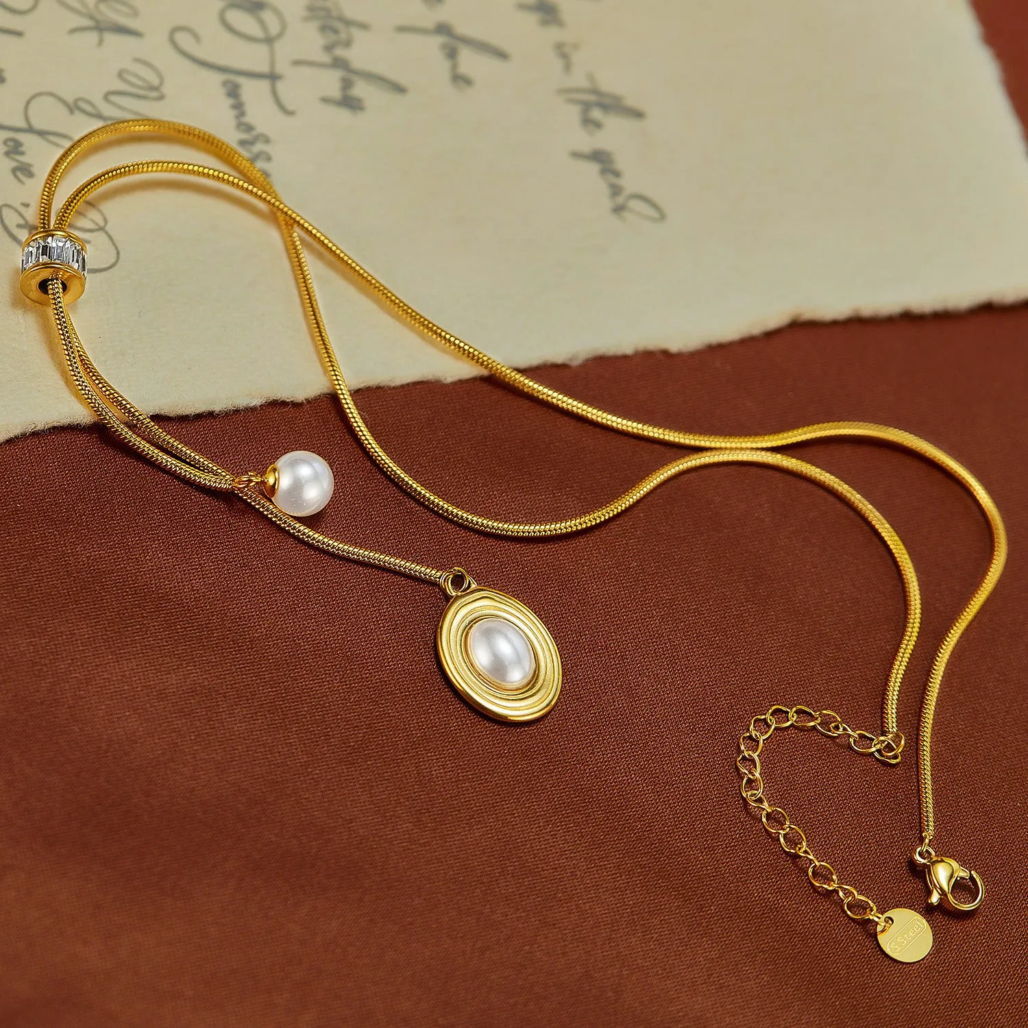 2 Strip Pearl Drop Pendant  Y Necklace