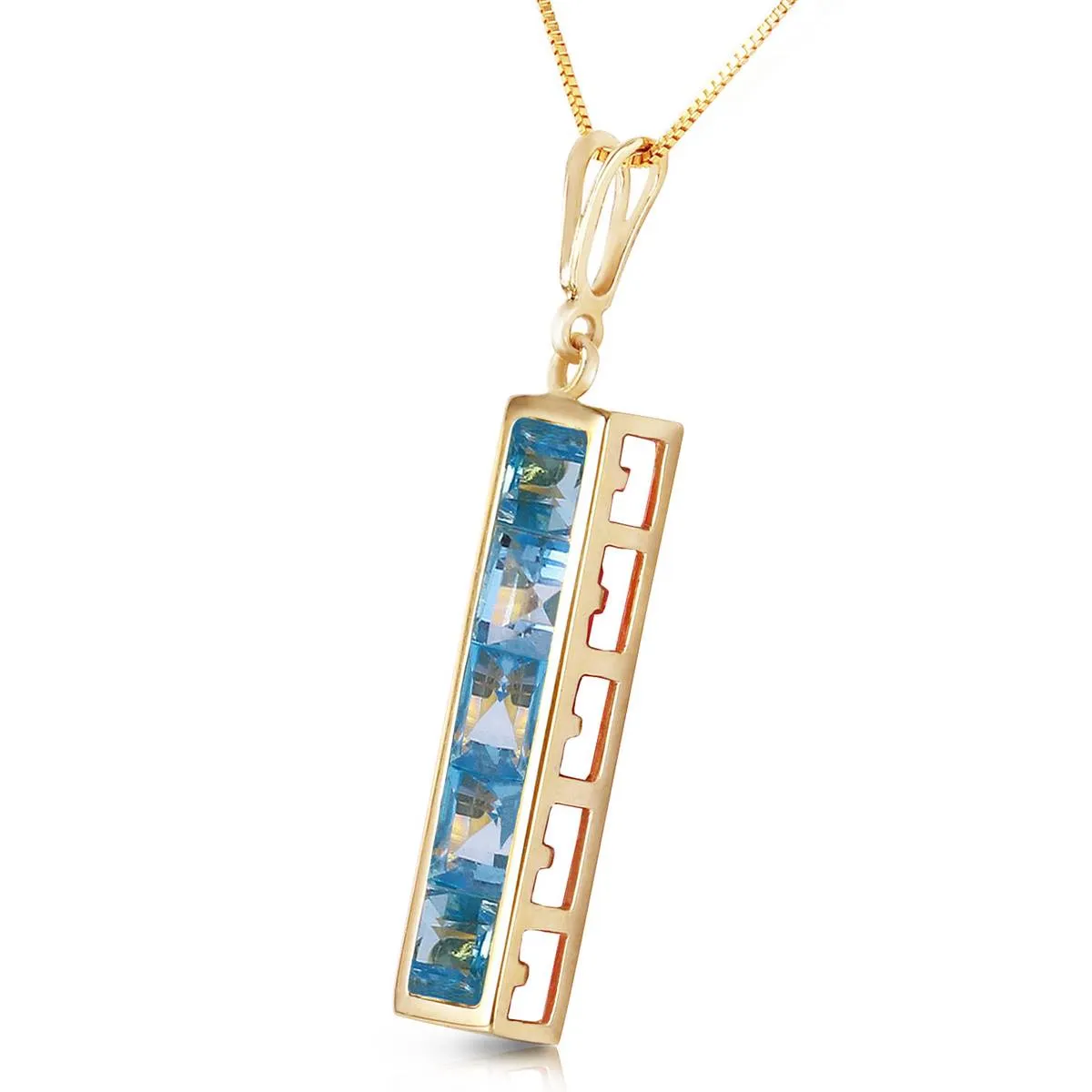 2.25 Carat 14K Solid Yellow Gold Unbound Blue Topaz Necklace
