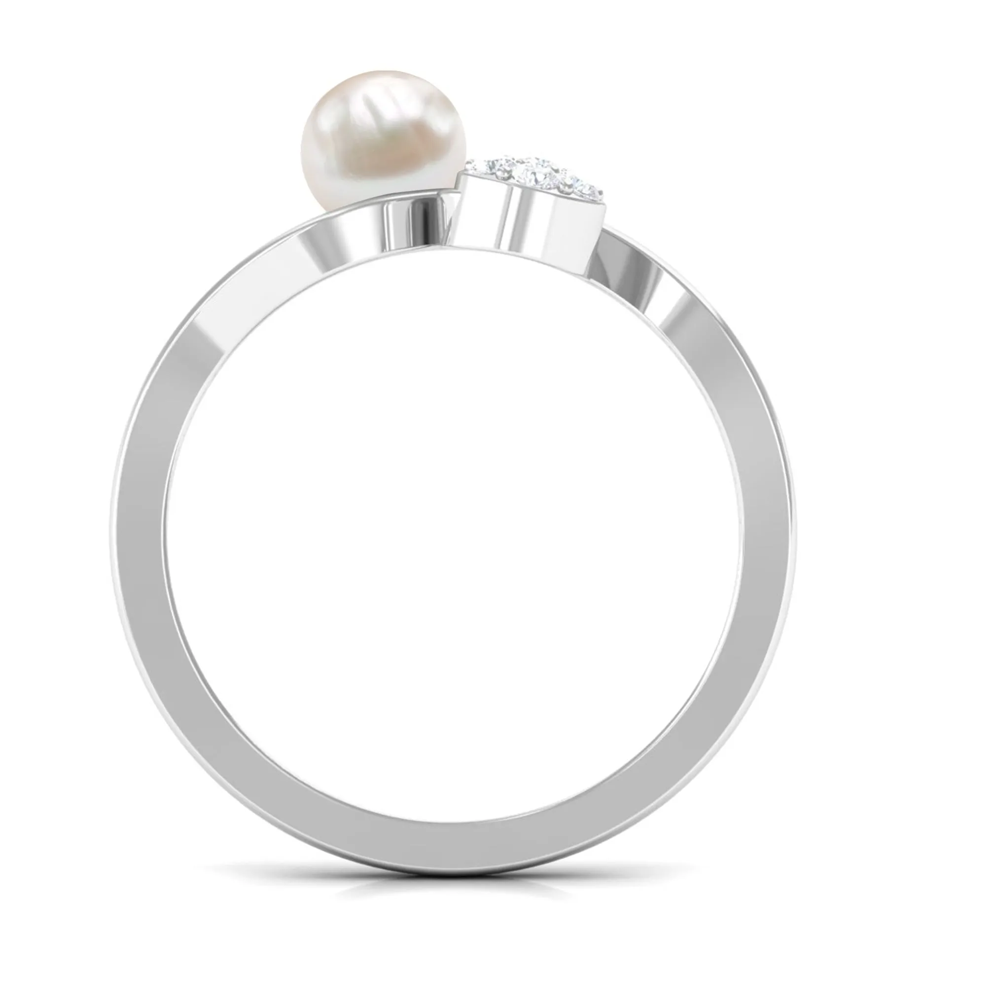 2.25 CT Freshwater Pearl Minimal Wrap Ring with Diamond