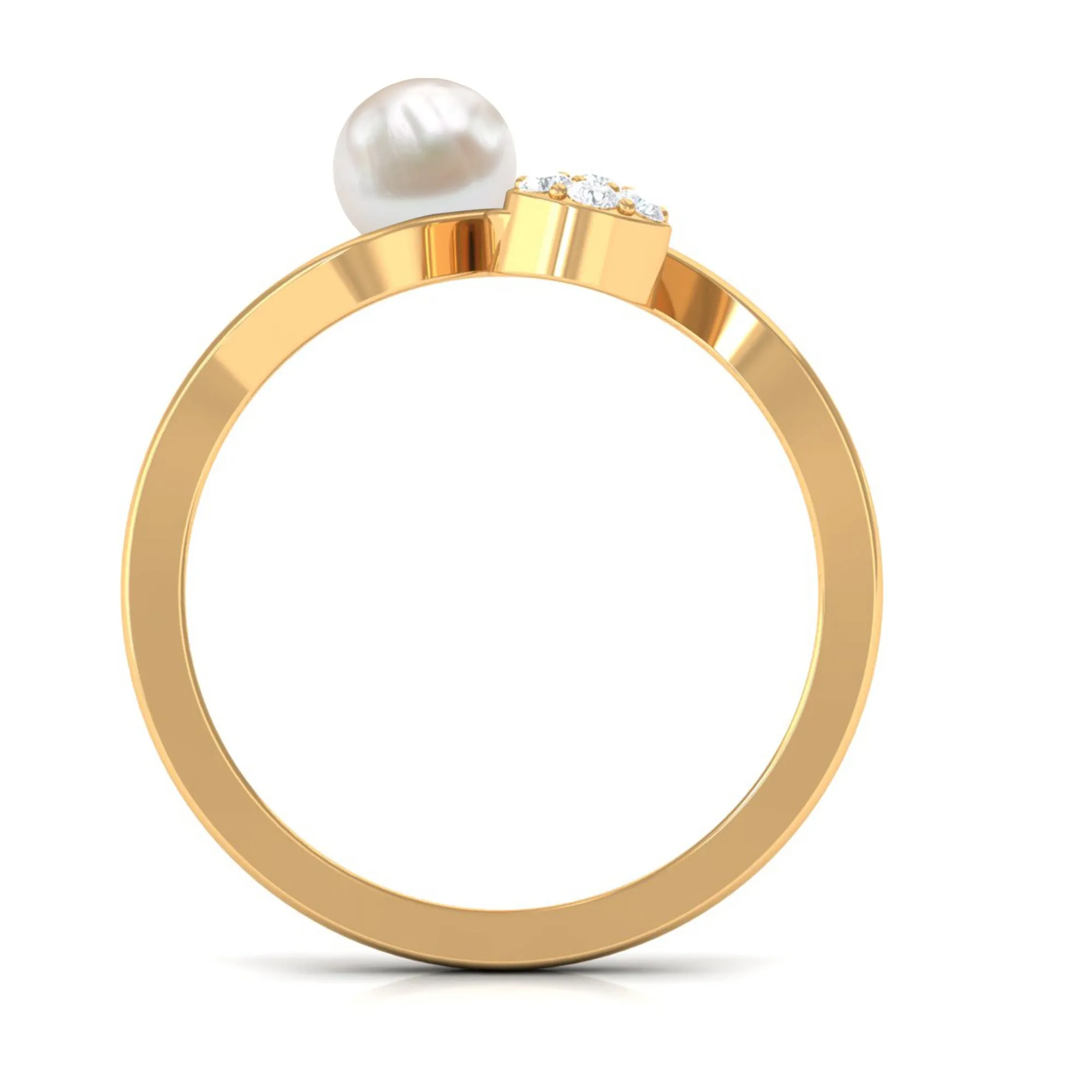 2.25 CT Freshwater Pearl Minimal Wrap Ring with Diamond
