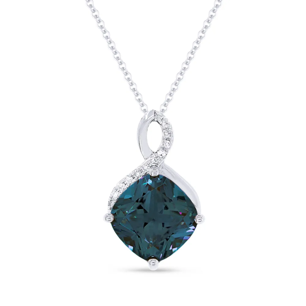 2.41ct London Blue Topaz 16"Pendant Necklace in 14K White Gold