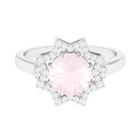 2.5 CT Rose Quartz Star Shape Engagement Ring with Diamond