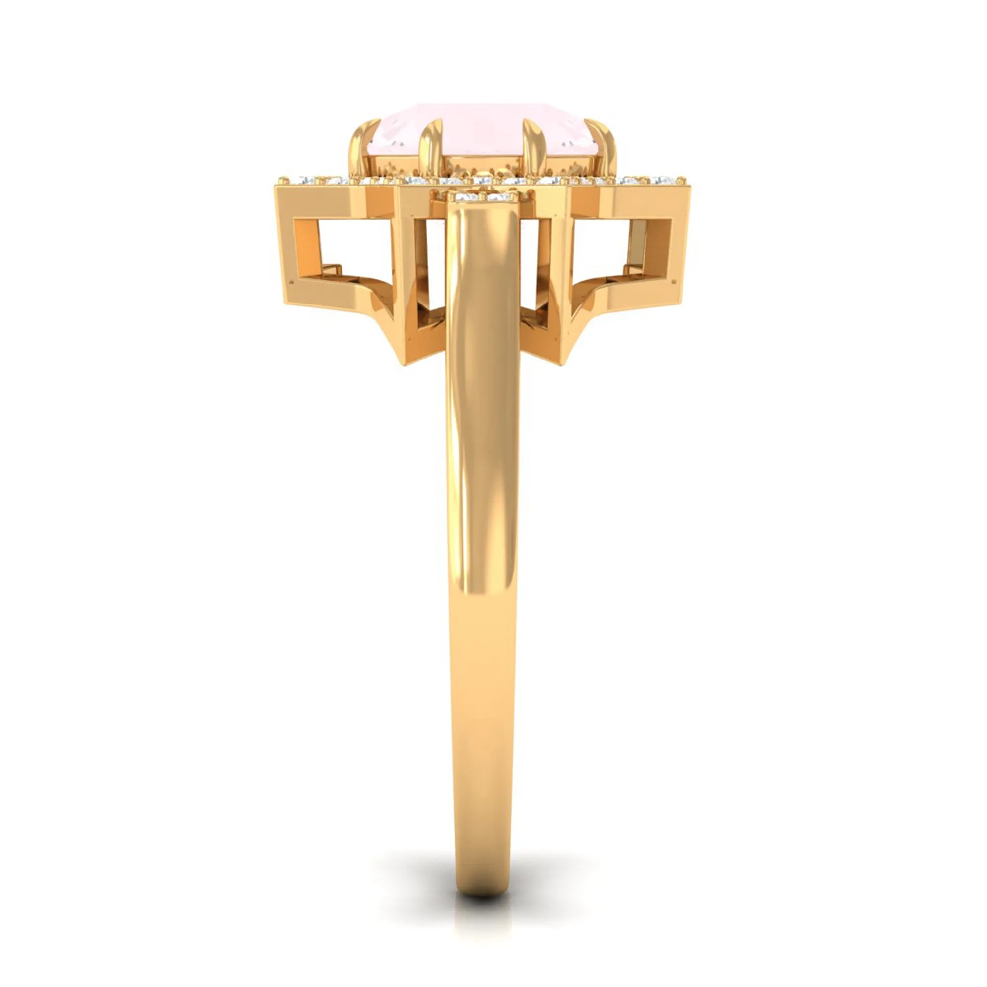 2.5 CT Rose Quartz Star Shape Engagement Ring with Diamond