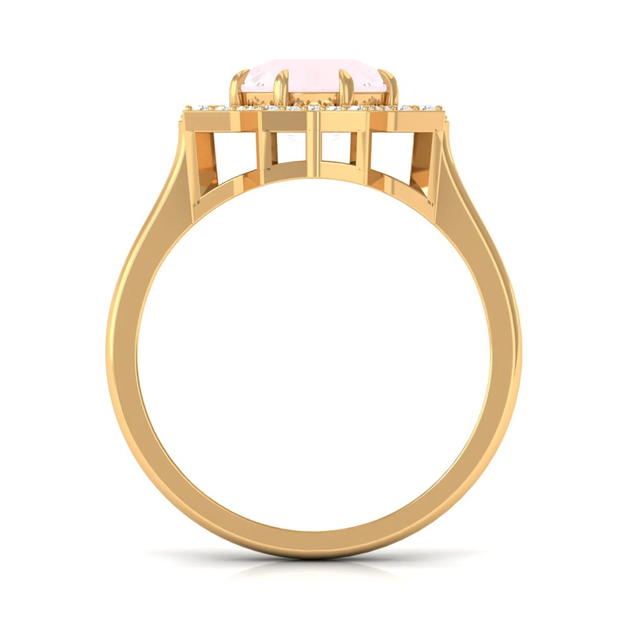2.5 CT Rose Quartz Star Shape Engagement Ring with Diamond