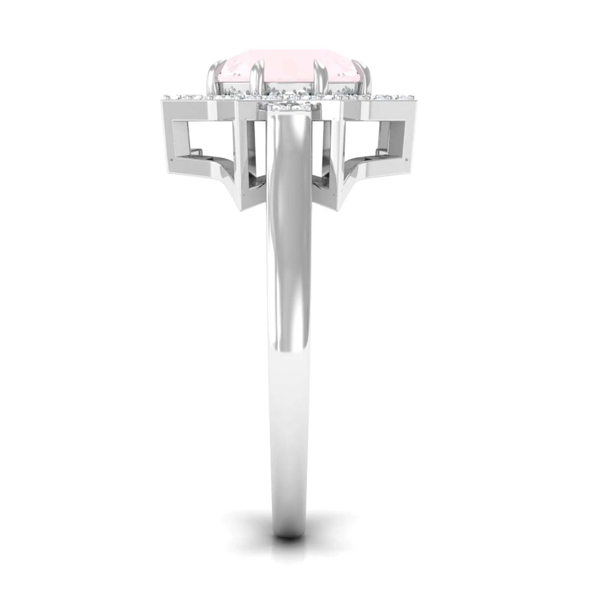 2.5 CT Rose Quartz Star Shape Engagement Ring with Diamond